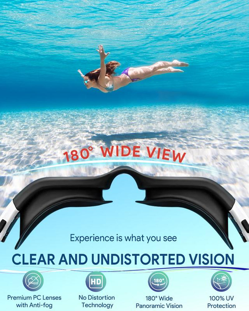 Polarized Adult Swimming Goggles Bungee Strap No Hair Pulling Anti-Fog Pool Goggles for Men Women