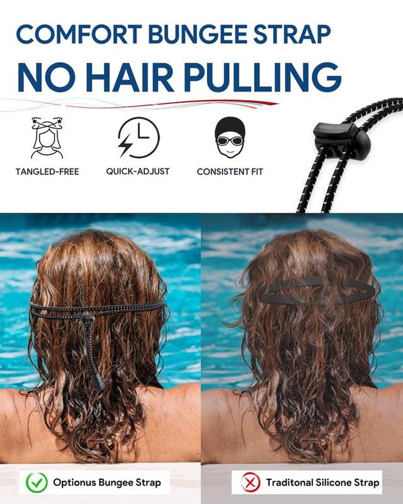 Polarized Adult Swimming Goggles Bungee Strap No Hair Pulling Anti-Fog Pool Goggles for Men Women