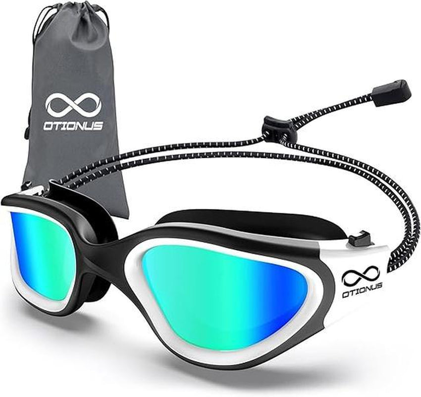 Polarized Adult Swimming Goggles Bungee Strap No Hair Pulling Anti-Fog Pool Goggles for Men Women