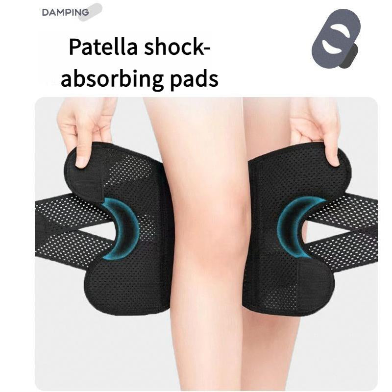 OLLAS Knee Brace for Protect, Compression Knee Support with Air Mesh Fabric, Adjustable Knee Wrap with Side Stabilizers, Ultra-Soft Bandage for Sports, Running