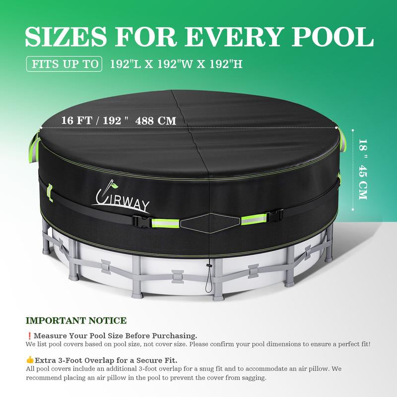 UIRWAY round Pool Cover with Reflective Strips, Swimming Pool Cover for above Ground Pools, Solar Cover