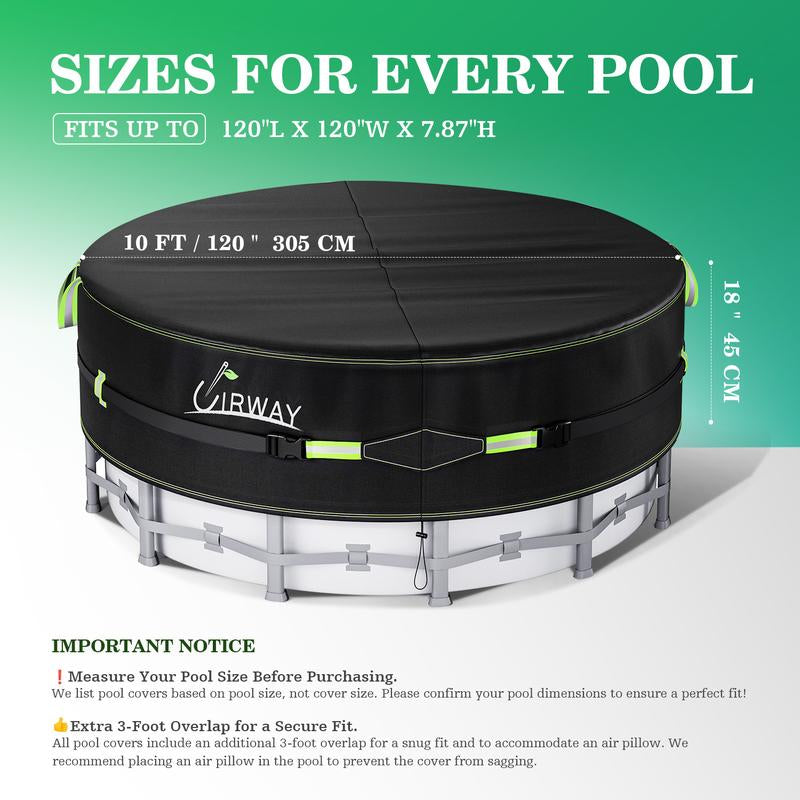 UIRWAY round Pool Cover with Reflective Strips, Swimming Pool Cover for above Ground Pools, Solar Cover