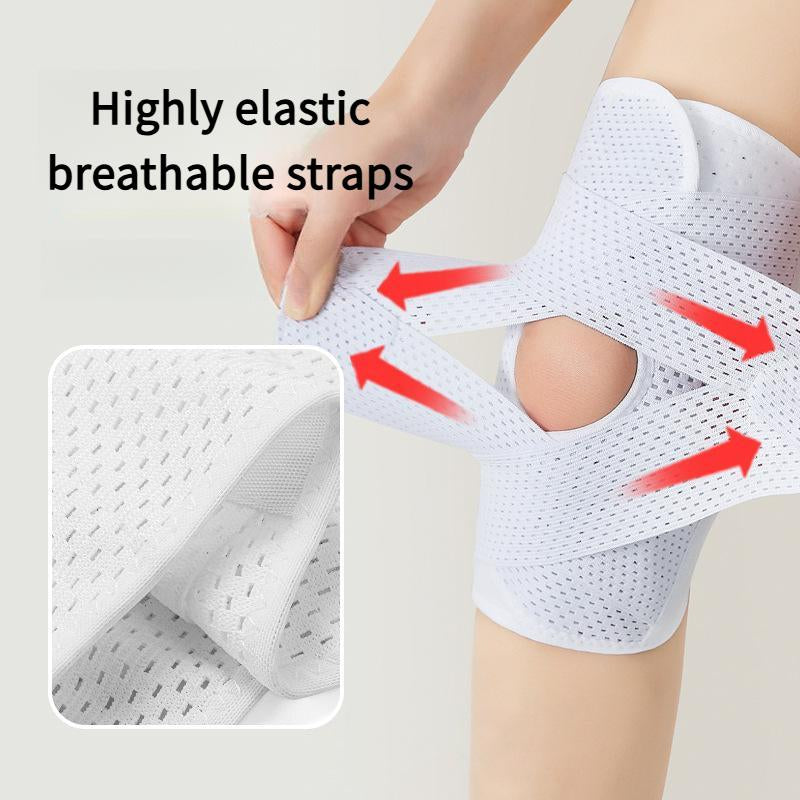 OLLAS Knee Brace for Protect, Compression Knee Support with Air Mesh Fabric, Adjustable Knee Wrap with Side Stabilizers, Ultra-Soft Bandage for Sports, Running