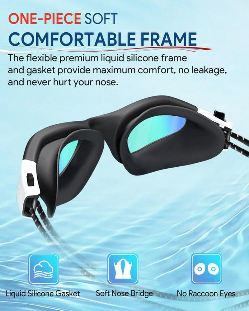 Polarized Adult Swimming Goggles Bungee Strap No Hair Pulling Anti-Fog Pool Goggles for Men Women
