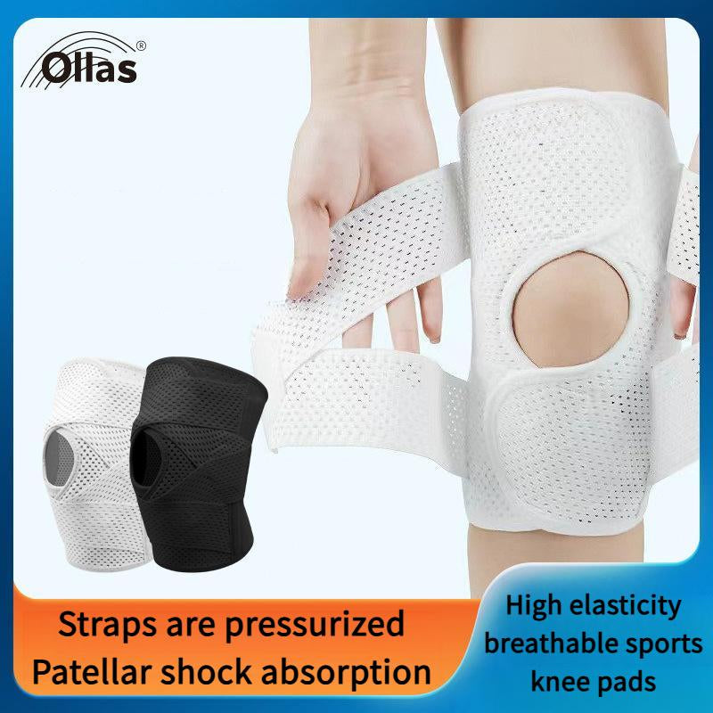 OLLAS Knee Brace for Protect, Compression Knee Support with Air Mesh Fabric, Adjustable Knee Wrap with Side Stabilizers, Ultra-Soft Bandage for Sports, Running