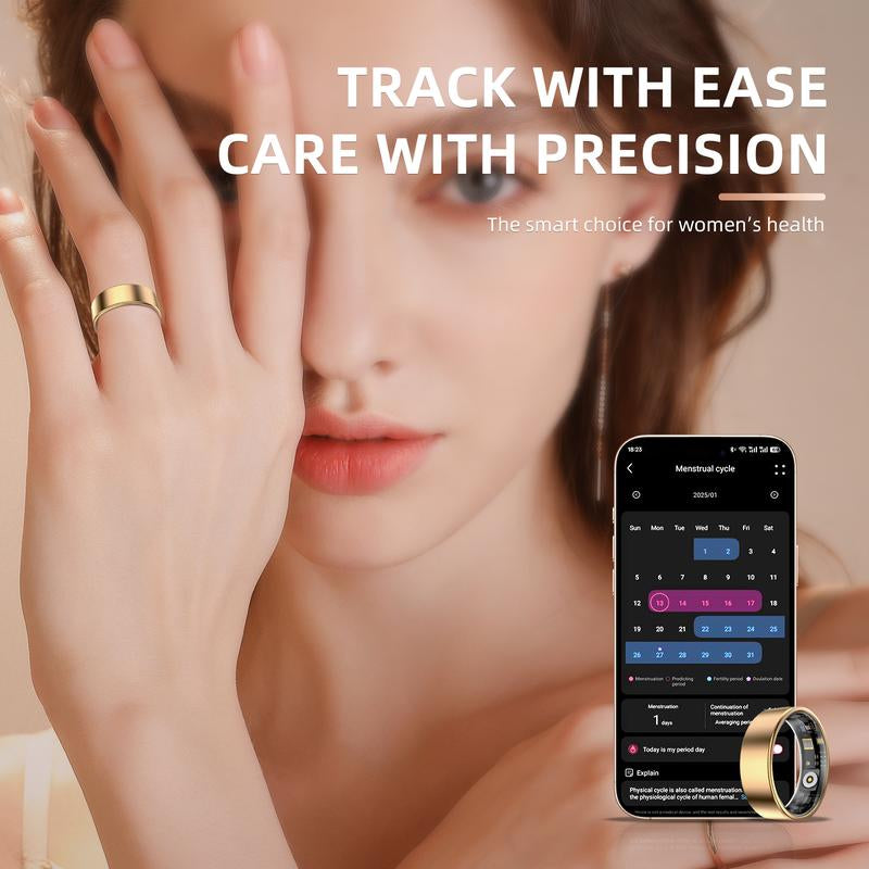 2.0 Smart Fitness Ring – Accurate Distance, Calories & Steps |Activity Tracking, Heart Rate, Sleep, Blood Oxygen& Menstrual Cycle Recording Wearable