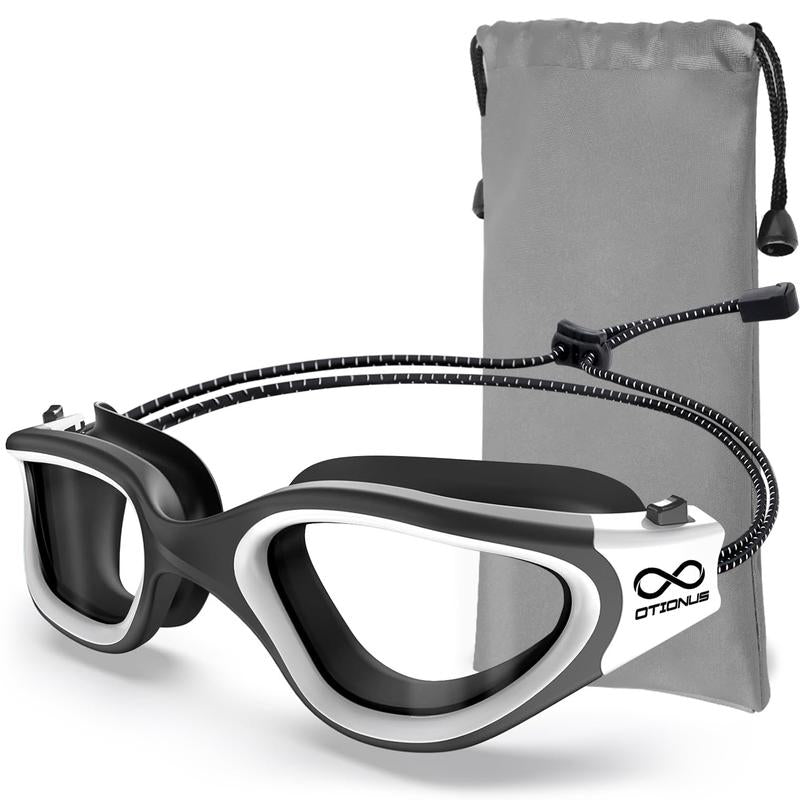 Polarized Adult Swimming Goggles Bungee Strap No Hair Pulling Anti-Fog Pool Goggles for Men Women
