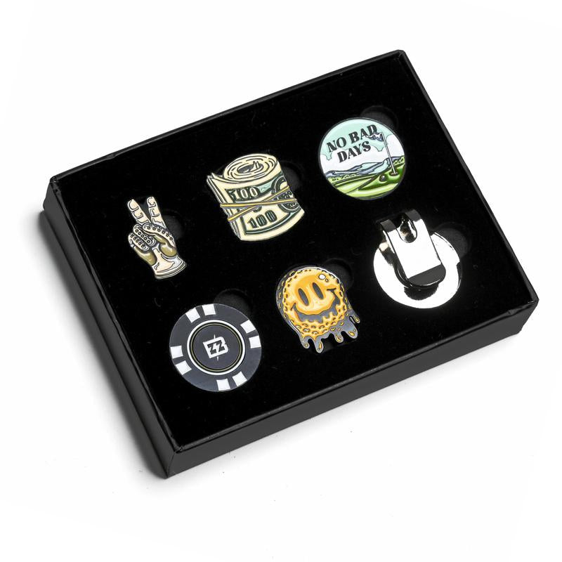 Brimz Supply Golf Ball Marker Set - 5 High-Quality Magnetic Golf Ball Markers with Hat Clip for Convenient Access on the Course