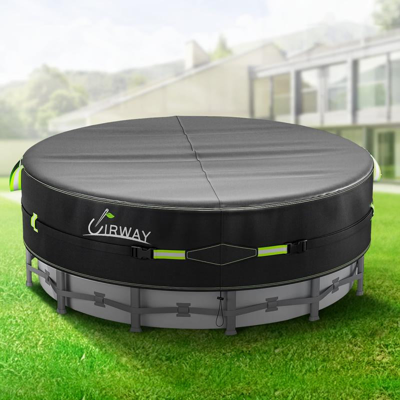 UIRWAY round Pool Cover with Reflective Strips, Swimming Pool Cover for above Ground Pools, Solar Cover