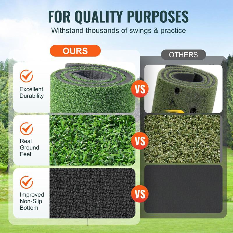 VEVOR Golf Hitting Mat, 5X4Ft Artificial Turf Golf Hitting Mat, Thickened Golf Hitting Aids with 10 Golf Balls, 9 Golf Tees, Golf Practice Hitting Mat for Backyard Driving Indoor Outdoor Training