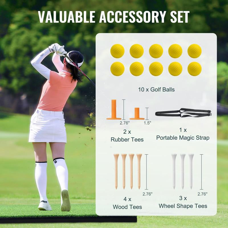 VEVOR Golf Hitting Mat, 5X4Ft Artificial Turf Golf Hitting Mat, Thickened Golf Hitting Aids with 10 Golf Balls, 9 Golf Tees, Golf Practice Hitting Mat for Backyard Driving Indoor Outdoor Training