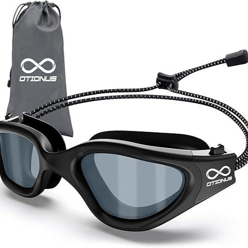 Polarized Adult Swimming Goggles Bungee Strap No Hair Pulling Anti-Fog Pool Goggles for Men Women