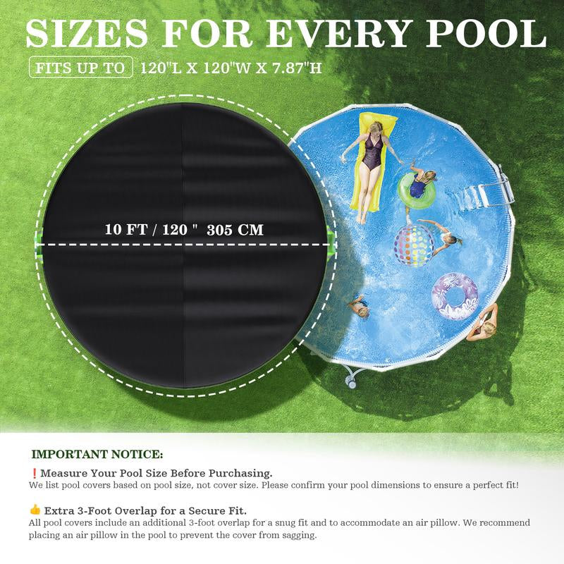 UIRWAY round Pool Cover with Reflective Strips, Swimming Pool Cover for above Ground Pools, Solar Cover