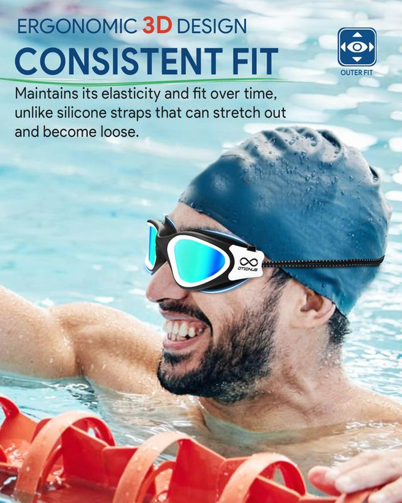 Polarized Adult Swimming Goggles Bungee Strap No Hair Pulling Anti-Fog Pool Goggles for Men Women