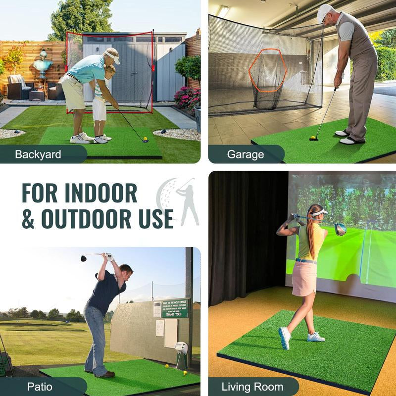 VEVOR Golf Hitting Mat, 5X4Ft Artificial Turf Golf Hitting Mat, Thickened Golf Hitting Aids with 10 Golf Balls, 9 Golf Tees, Golf Practice Hitting Mat for Backyard Driving Indoor Outdoor Training