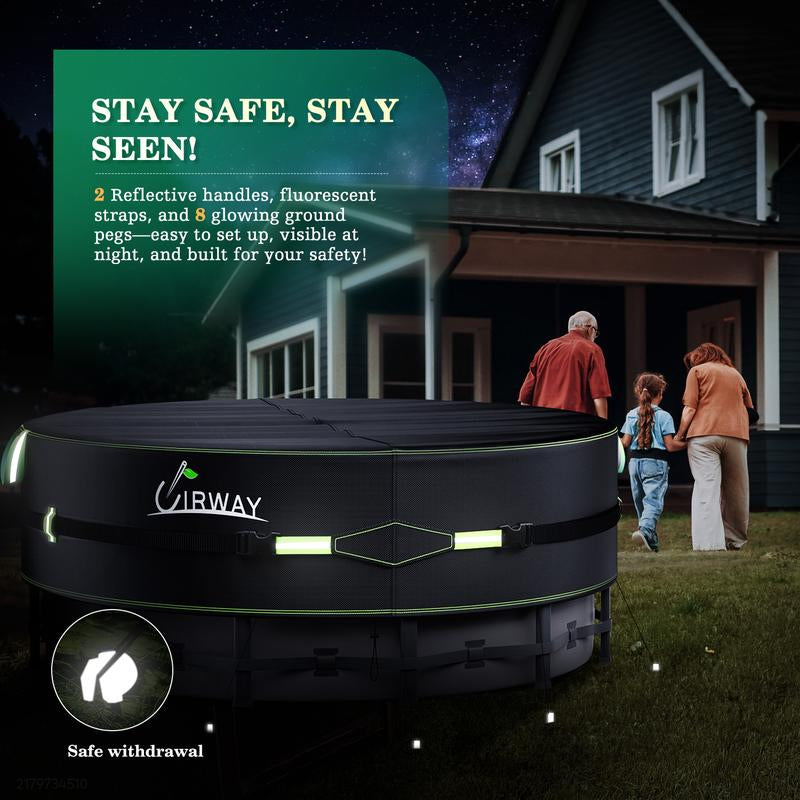 UIRWAY round Pool Cover with Reflective Strips, Swimming Pool Cover for above Ground Pools, Solar Cover