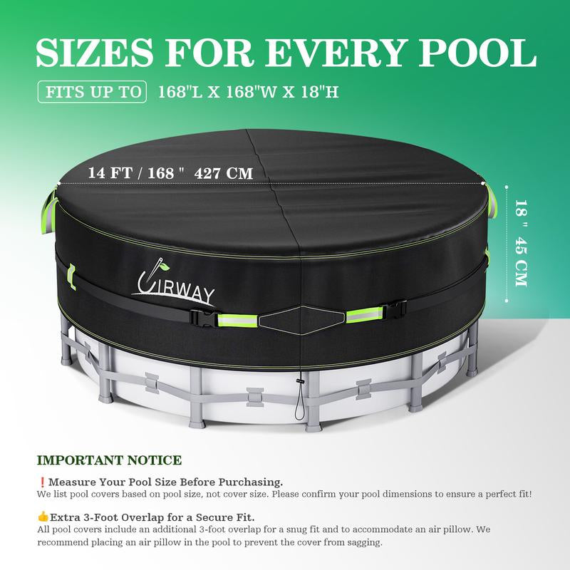 UIRWAY round Pool Cover with Reflective Strips, Swimming Pool Cover for above Ground Pools, Solar Cover