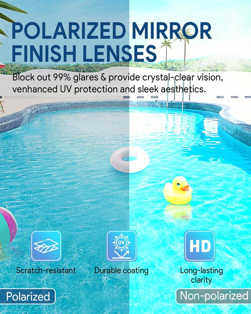 Polarized Adult Swimming Goggles Bungee Strap No Hair Pulling Anti-Fog Pool Goggles for Men Women