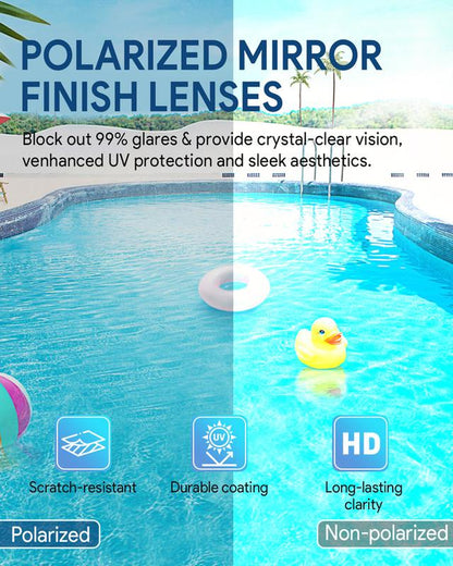 Polarized Adult Swimming Goggles Bungee Strap No Hair Pulling Anti-Fog Pool Goggles for Men Women