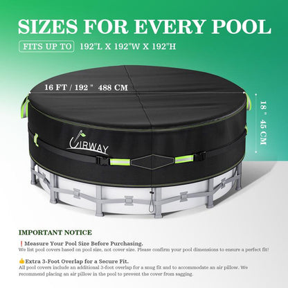 UIRWAY round Pool Cover with Reflective Strips, Swimming Pool Cover for above Ground Pools, Solar Cover