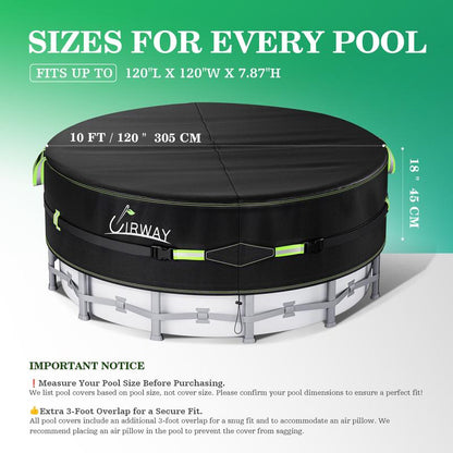 UIRWAY round Pool Cover with Reflective Strips, Swimming Pool Cover for above Ground Pools, Solar Cover