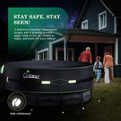 UIRWAY round Pool Cover with Reflective Strips, Swimming Pool Cover for above Ground Pools, Solar Cover